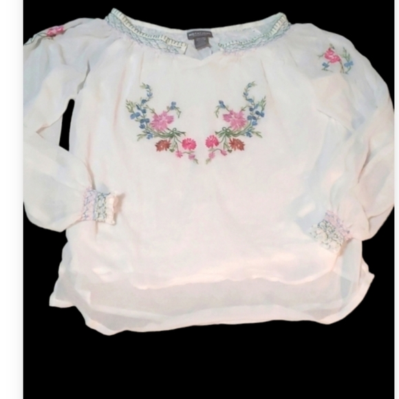 Vintage sheer lined embroidered boho top lg - Picture 1 of 10